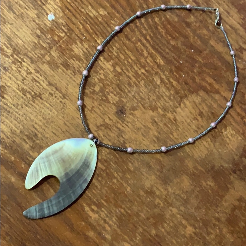 Beaded Necklace with Shell Pendant
